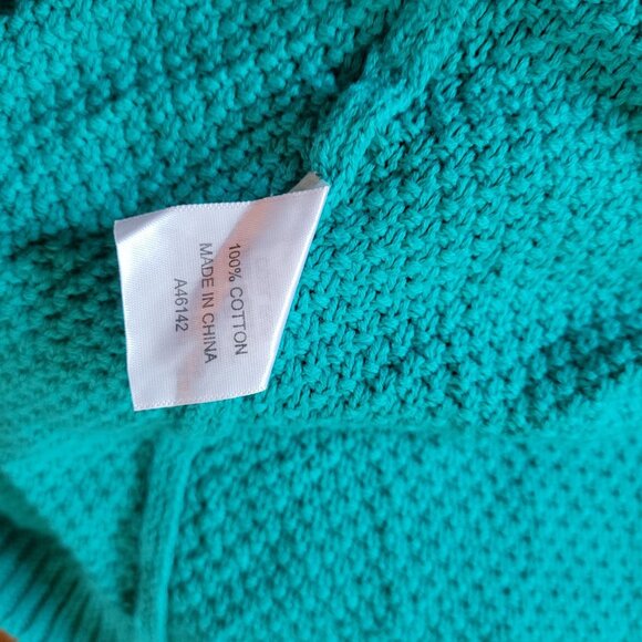 Appleseeds Womens Cotton Knit Turquoise Cardigan Sweater Button Closure Size L N - Picture 7 of 7